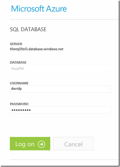 Azure Sql database login