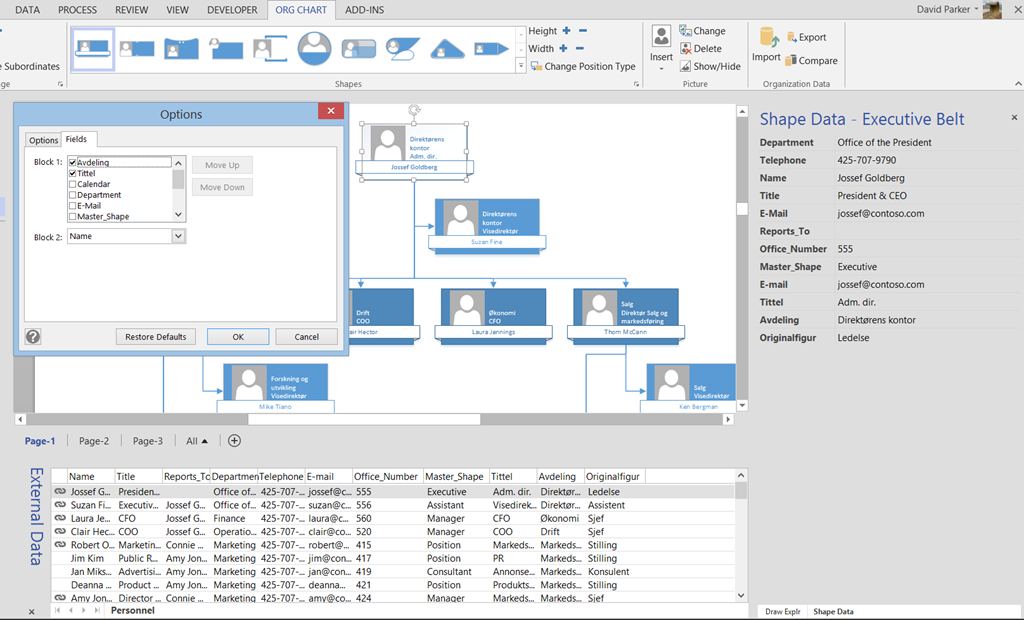 Visio Org Chart Multiple Pages
