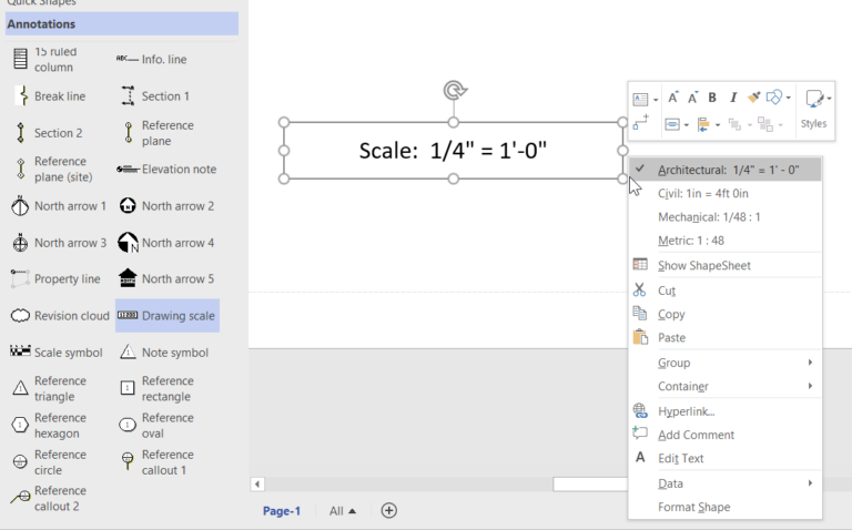 The different Drawing scale shapes in Visio - bVisual