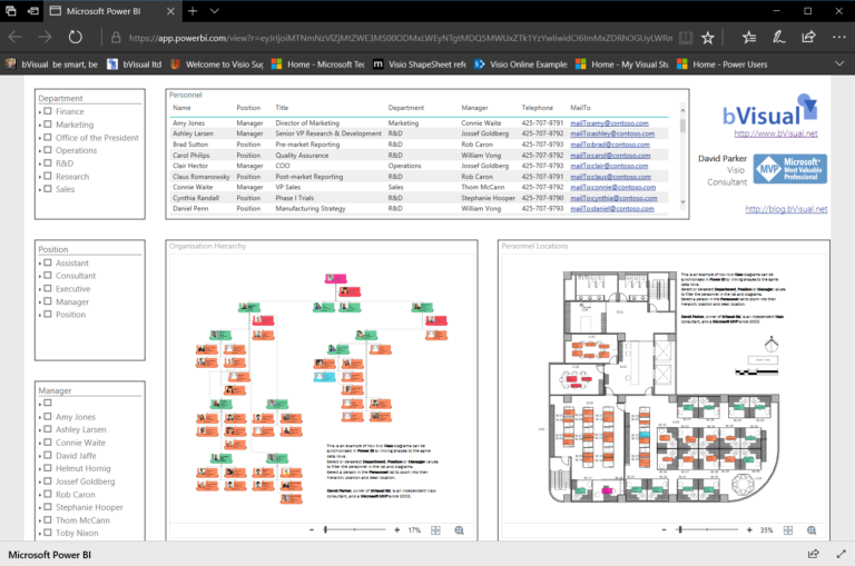Visio in PowerBI for viewing personnel hierarchies and locations bVisual