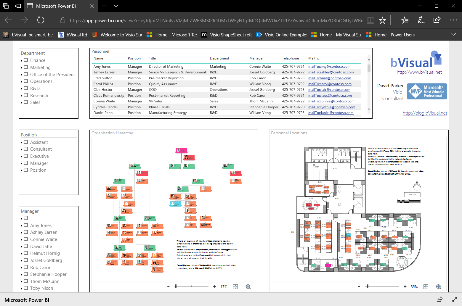 Visio in PowerBI for viewing personnel hierarchies and locations - bVisual