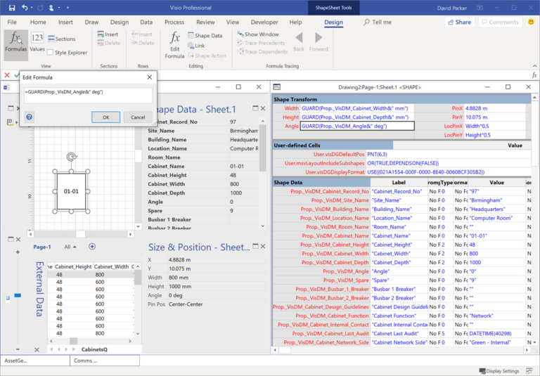 Changing Visio Shape Size and Angle with Linked Data - bVisual