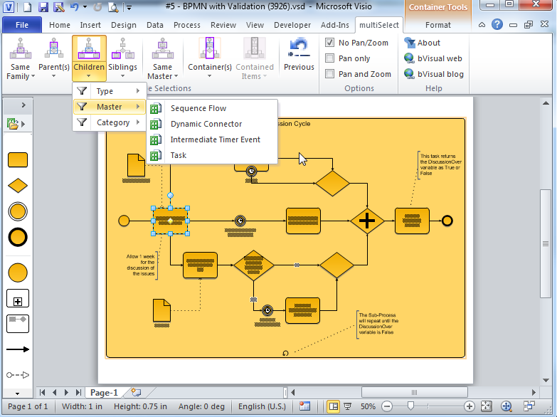 The multiSelect ribbon tab