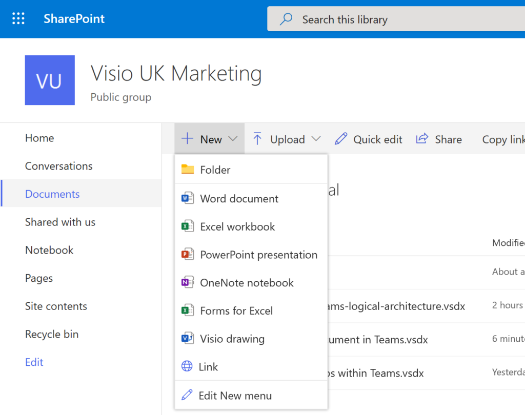 File New In SharePoint
