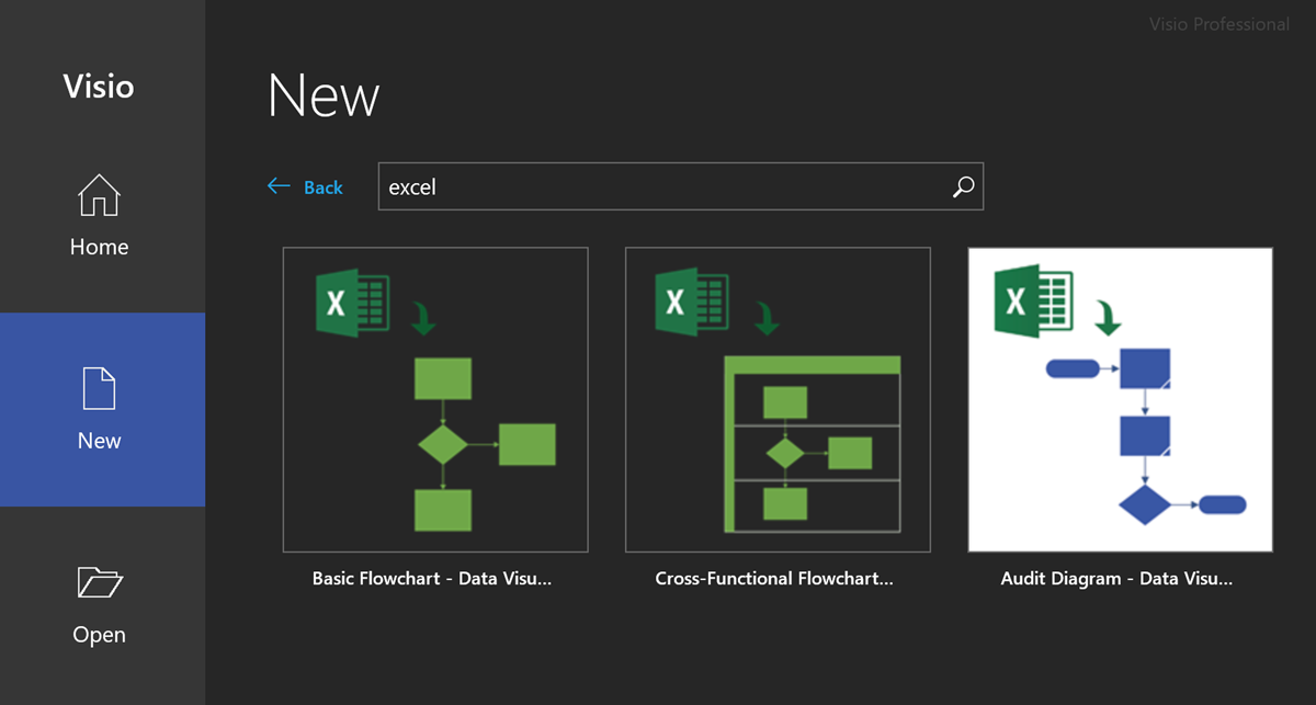 New Excel templates in Visio