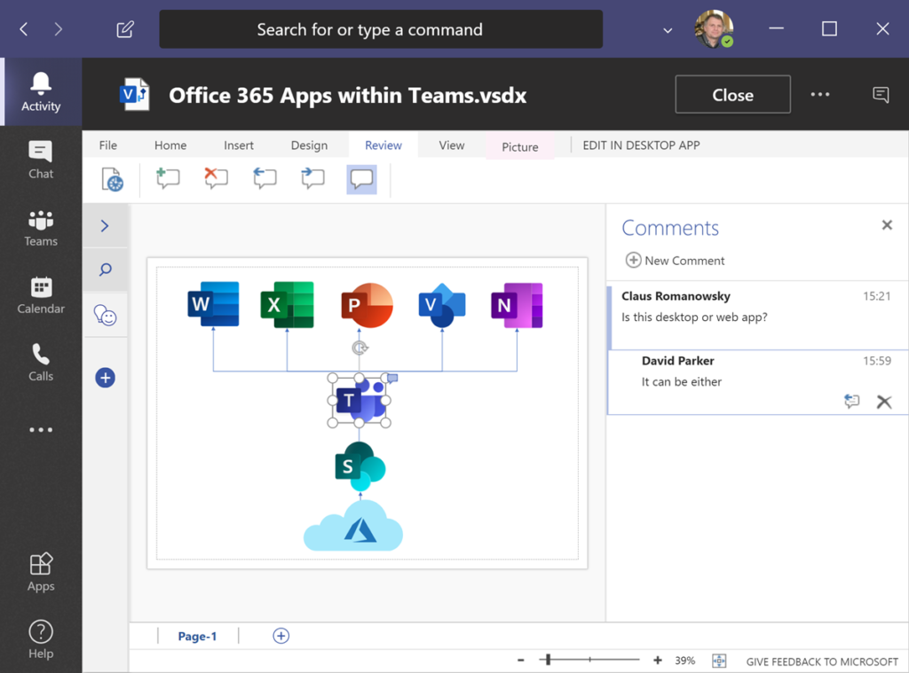 Comments within a Visio document