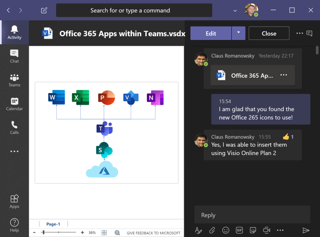 Using Visio in Teams