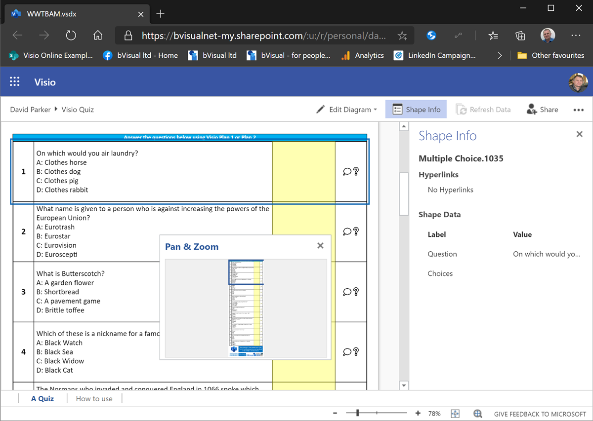 Using some Visio Shape Data in Visio for the Web - bVisual