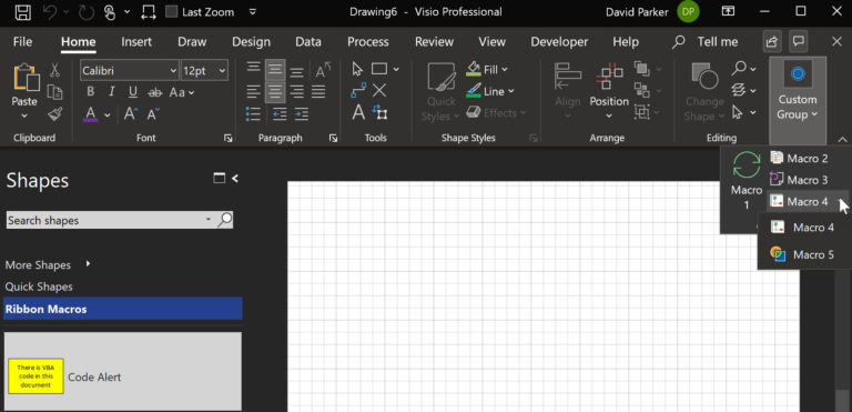 Adding Macro Ribbon Buttons to Visio Documents from a Stencil - bVisual