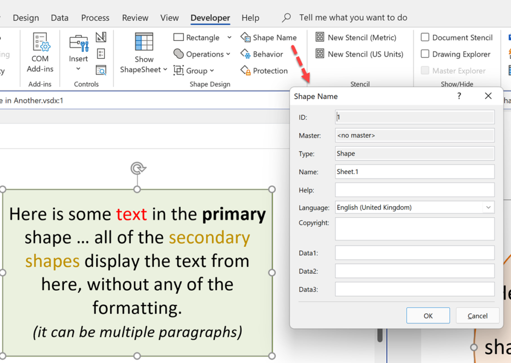 Visio Shape Text Box Size