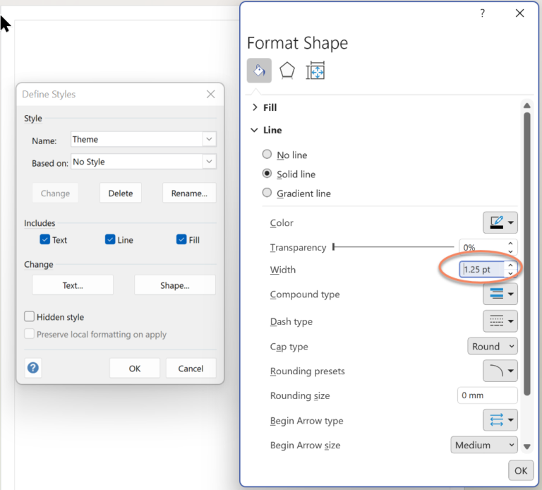 Setting Theme defaults in Visio bVisual
