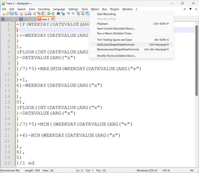 Using Notepad++ to Edit Visio ShapeSheet formulas bVisual